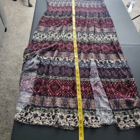 Soft Surroundings Marcelo Smocked Maxi Dress 1X Short Sleeve Boho Slit Printed - Picture 10 of 10